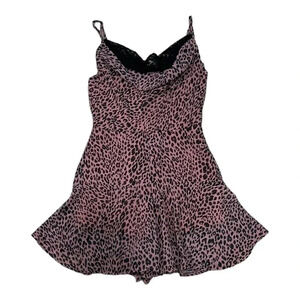 Morning Mist Pink Cheetah Ruffle Spaghetti Romper XS
